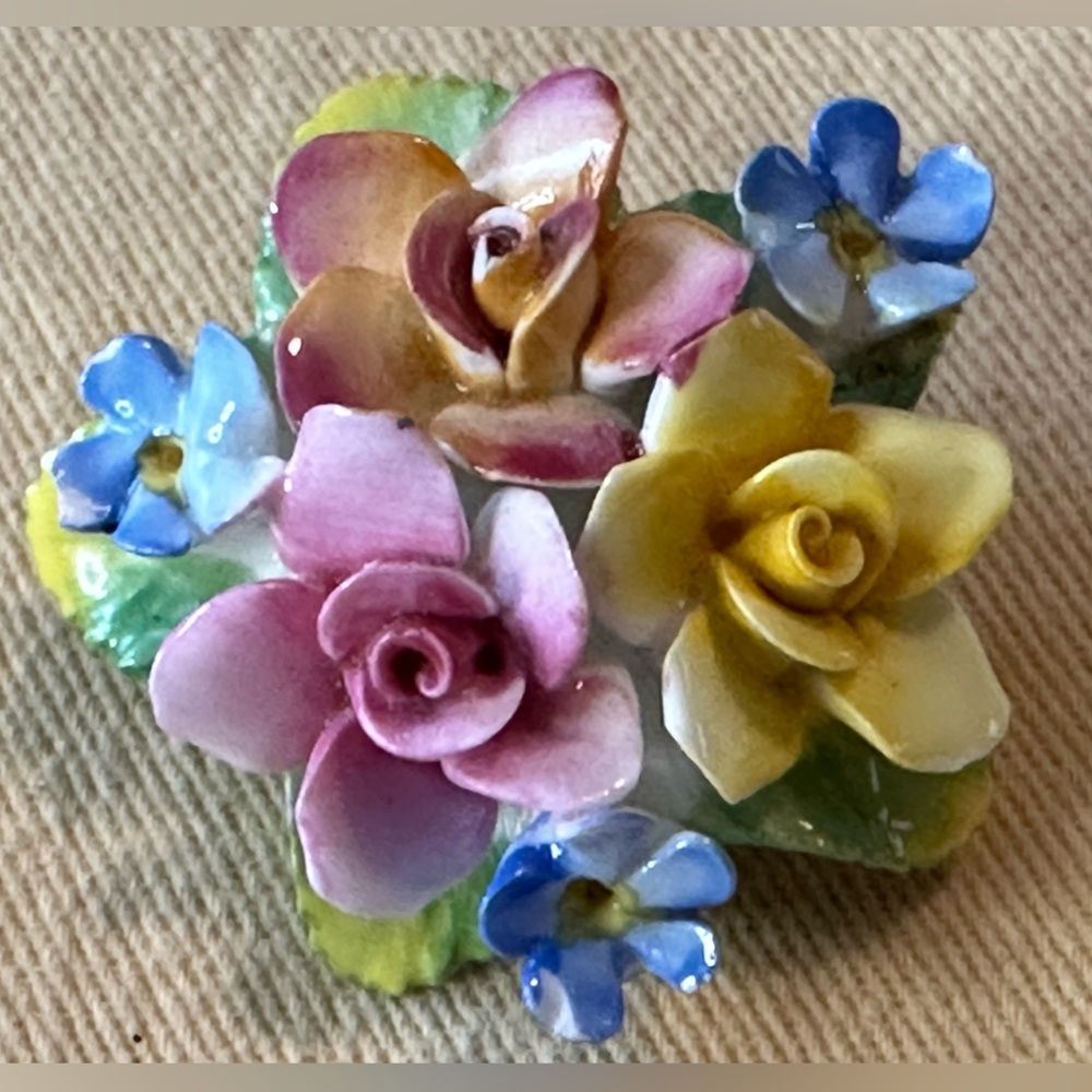 Vintage Jon Anton English China, Flower Brooch Pin